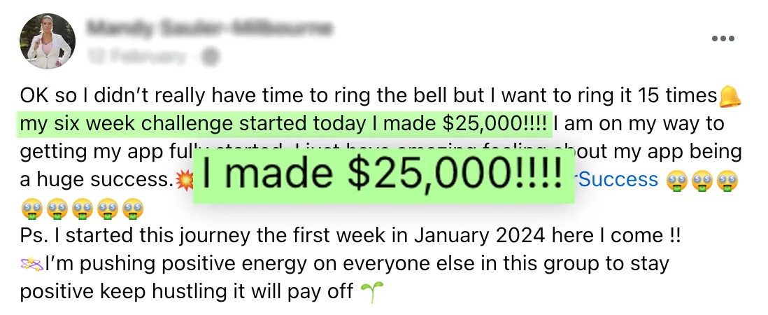 Creator success post — $25,000